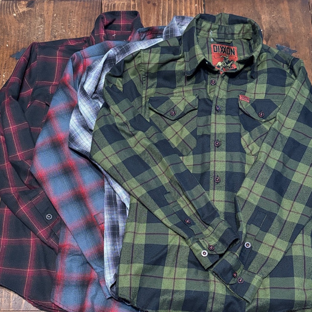 DIXXON Men's Casual Button Down Shirts - Red, Gray, Green Plaid Small